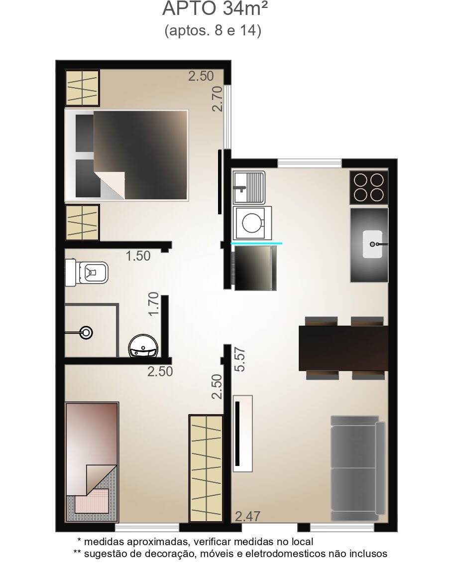 Apartamento, 2 quartos, 34 m² - Foto 10